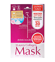 Japan Gals Mask with Three Types of Collagen - Маска с тремя видами коллагена 30 шт